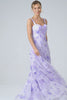 Lilac Corset Floral A-Line Long Prom Dress
