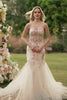 Sparkly Floral White Pink Mermaid Tulle Long Corset Prom Dress with Beading