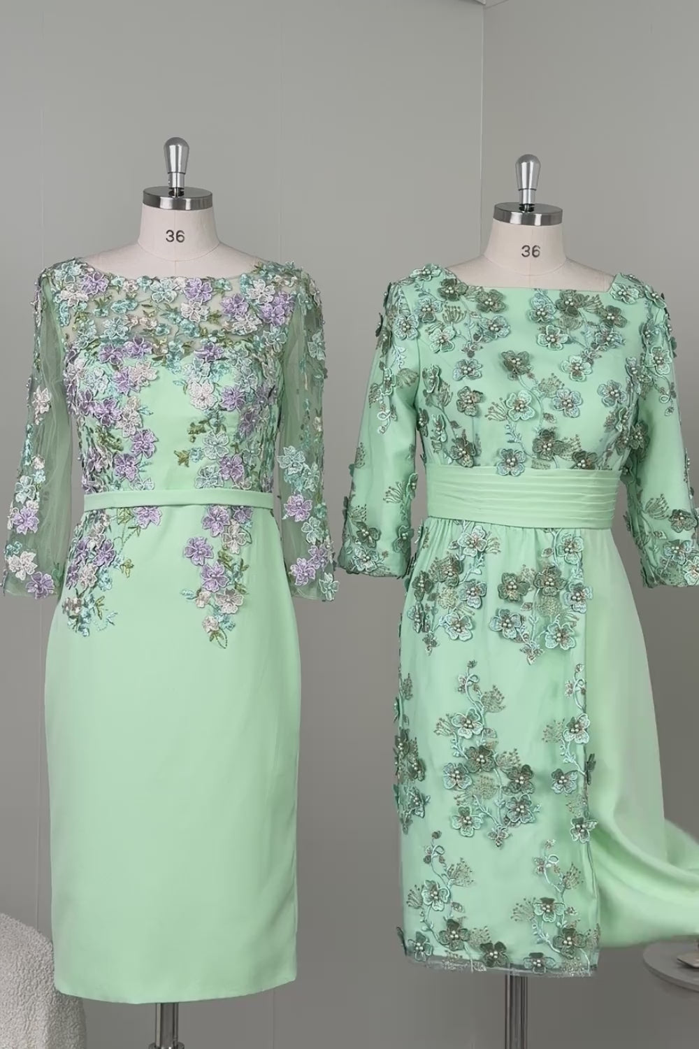 Dusty Rose Bodycon Floral Midi Mother of the Bride Dress with Sleeves