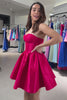 Simple Fuchsia A Line Strapless Corset Short Homecoming Dress
