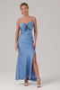 Blue Mermaid Spaghetti Straps Bridesmaid Dress with Bowknot
