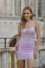 Sparkly Purple Corset Tight Sequins Short Homecoming Dress