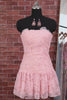 Floral Pink Beaded A-Line Short Homecoming Dress