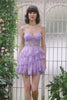 Sparkly Spaghetti Straps Sequins Purple Short Homecoming Dress