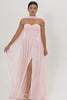 Blush Chiffon Corset Neck Scarf Long Bridesmaid Dress with Slit