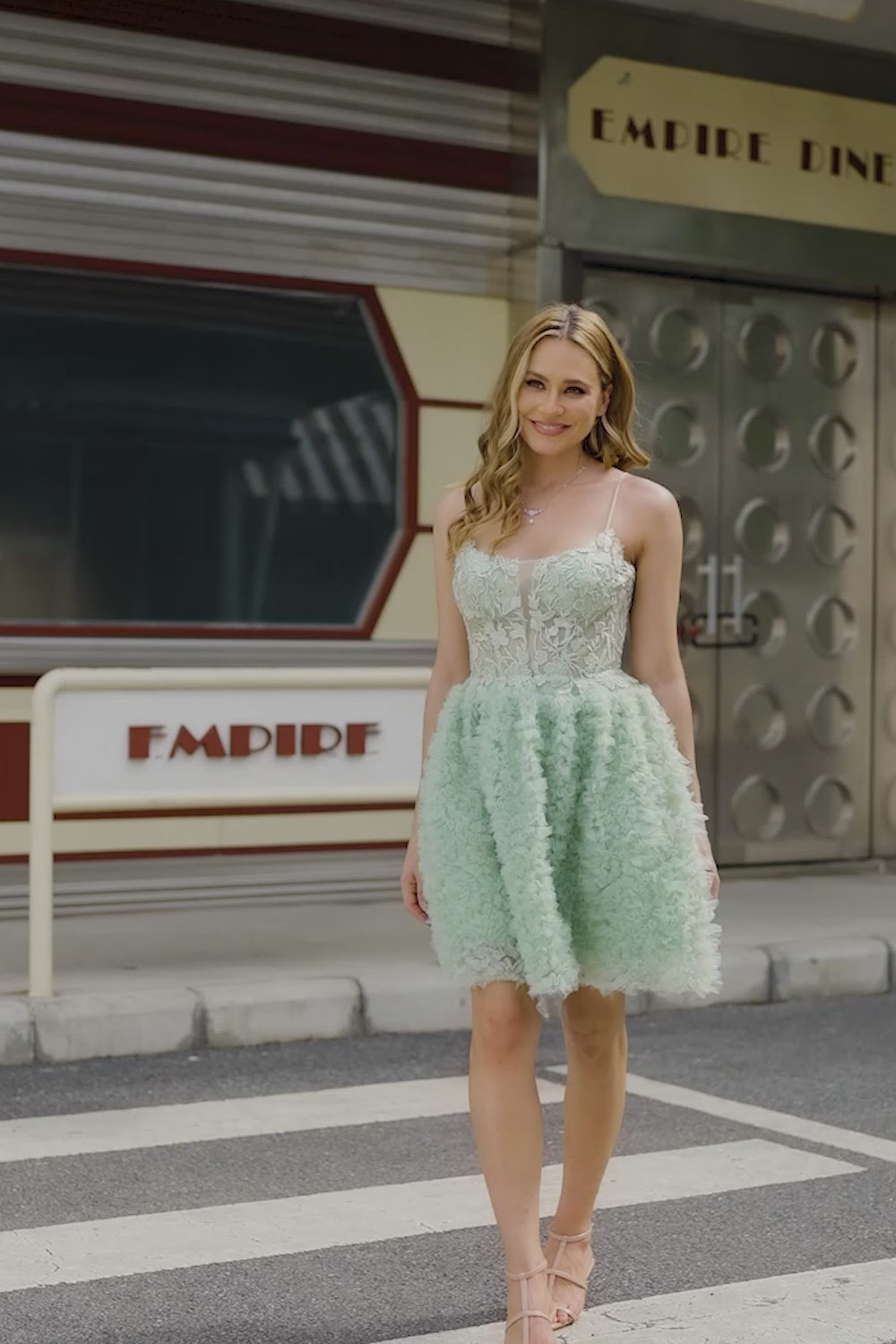 Sage Green Ruffled Short Corset Homecoming Dress with Lace