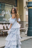 Organza Light Blue Tiered Prom Dress with Corset