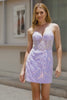 Sparkly Blue Corset Spaghetti Straps Lace Short Homecoming Dress