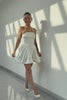 Simple White A-Line Strapless Little White Graduation Dress