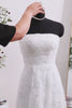 White A Line Strapless High-Low Floral Boho Wedding Dress