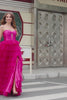 Cute Fuchsia Sweetheart Keyhole Tiered Tulle Long Princess Prom Dresses with Slit