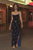 Royal Blue Mermaid Spaghetti Straps Sequins Prom Dress With Slit
