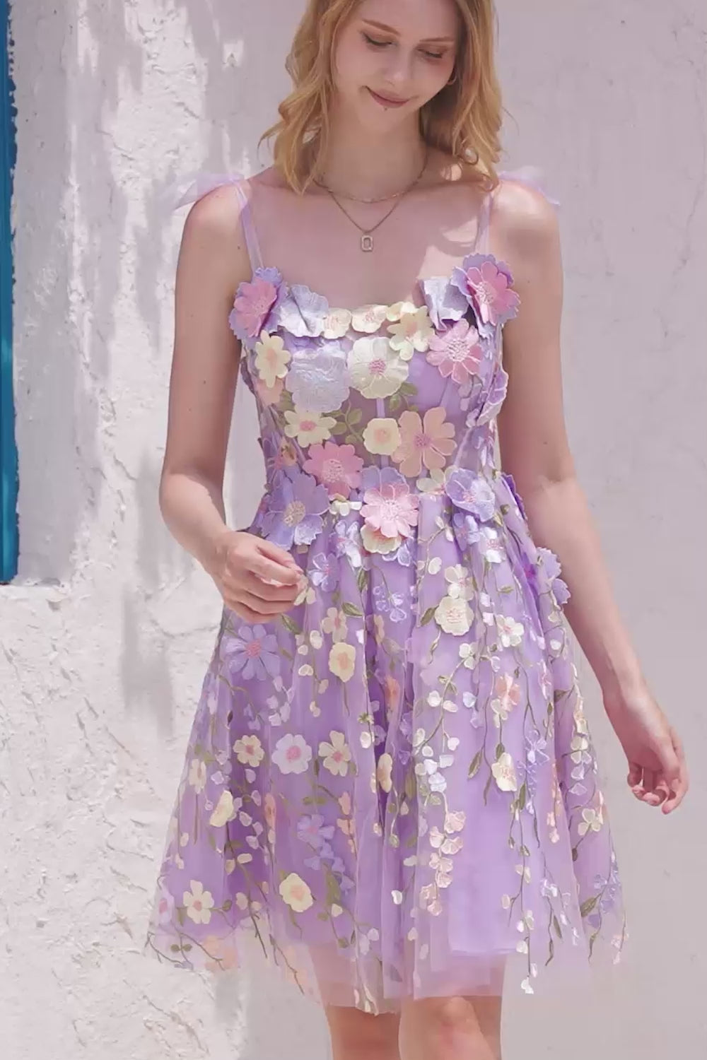 Blue Corset A-Line Short Homecoming Dress with 3D Flowers