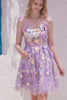 Blue Corset A-Line Short Homecoming Dress with 3D Flowers