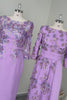 Dusty Rose Bodycon Floral Midi Mother of the Bride Dress with Sleeves