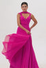 Blush Pink Chiffon Long A Line Bridesmaid Dress with Slit