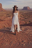 Ivory High Low A Line Floral Lace Spaghetti Straps Boho Wedding Dress