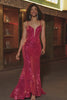 Sparkly Mermaid Fuchsia Prom Dress with Sequins