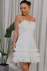 White Lace A Line Sweetheart Mini Graduation Dress