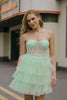 Light Green Tiered Short Corset Homecoming Dress with Ruffles