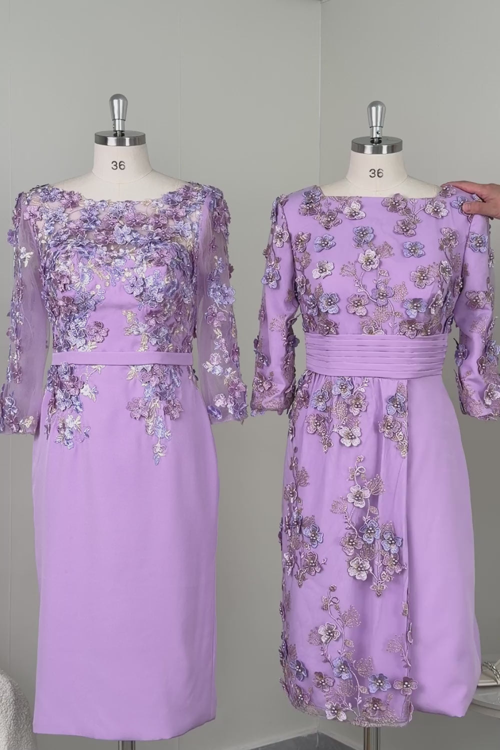 Dusty Rose Bateau Neck Midi Mother of the Bride Dress with Sleeves