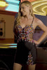 Sparkly Black Floral Tight Short Homecoming Dress with Sequins