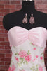 Strapless Sequins Tight Short Sparkly Light Pink Floral Homecoming Dress