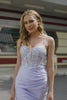 Lavender Satin Floral Corset Short Homecoming Dress with Lace