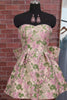 Yellow Flower Jacquard A-Line Short Homecoming Dress with Bow