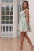 Stylish A Line Sage Printed Short Homecoming Dress