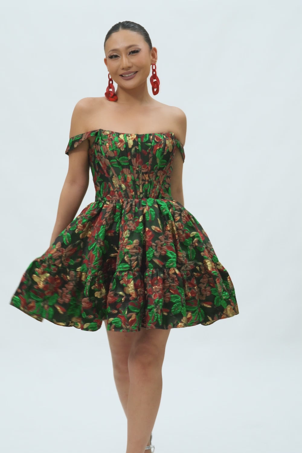 Purple Floral Off the Shoulder Corset Short Homecoming Dress