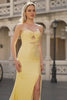 Sparkly Yellow Mermaid Beaded Keyhole Long Prom Dress with Slit