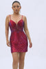 Sparkly Burgundy Tight Short Homecoming Dress with Beading