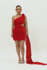 Sparkly Red One Shoulder Short Homecoming Dress with 3D Flowers