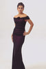 Black Pink Off the Shoulder Mermaid Long Bridesmaid Dress with 3D Flower