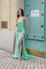 Sparkly Green Sequins Lace-Up Back Long Mermaid Prom Dress with Slit