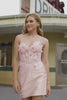 Pink Corset Floral Satin Short Tight Homecoming Dress