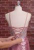 Sparkly Blush Tight Short Corset Spaghetti Straps Homecoming Dress with Beading