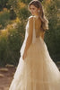 Sparkly Apricot Polka Dots Tiered Beaded Long Corset Prom Dress with Bows
