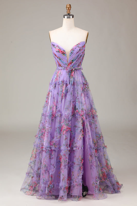 Purple Sweetheart A-Line Prom Dress