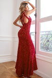 Fuchsia Sequin Long Prom Dress with Slit