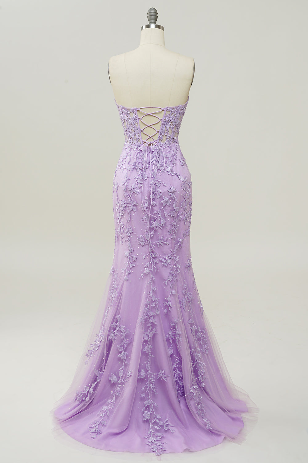 Zapakasa Women Appliques Prom Dress Mermaid Lilac Sweetheart Formal Dress