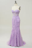 Lilac Strapless Prom Dress with Appliques