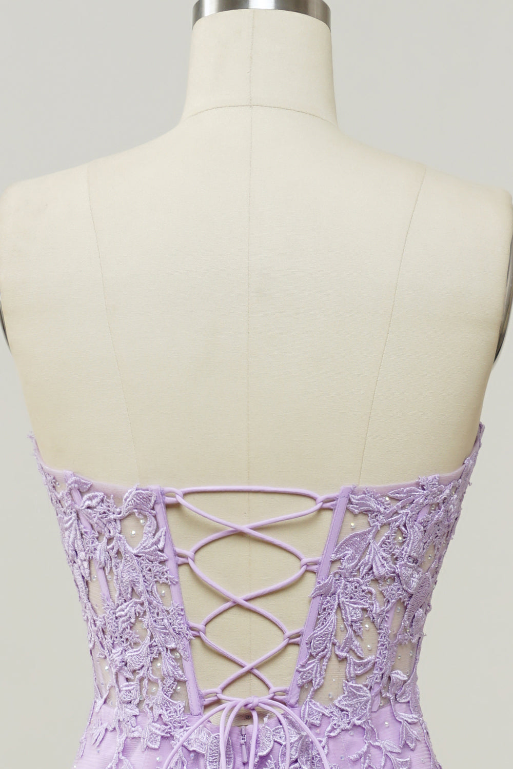 Lilac Strapless Prom Dress with Appliques