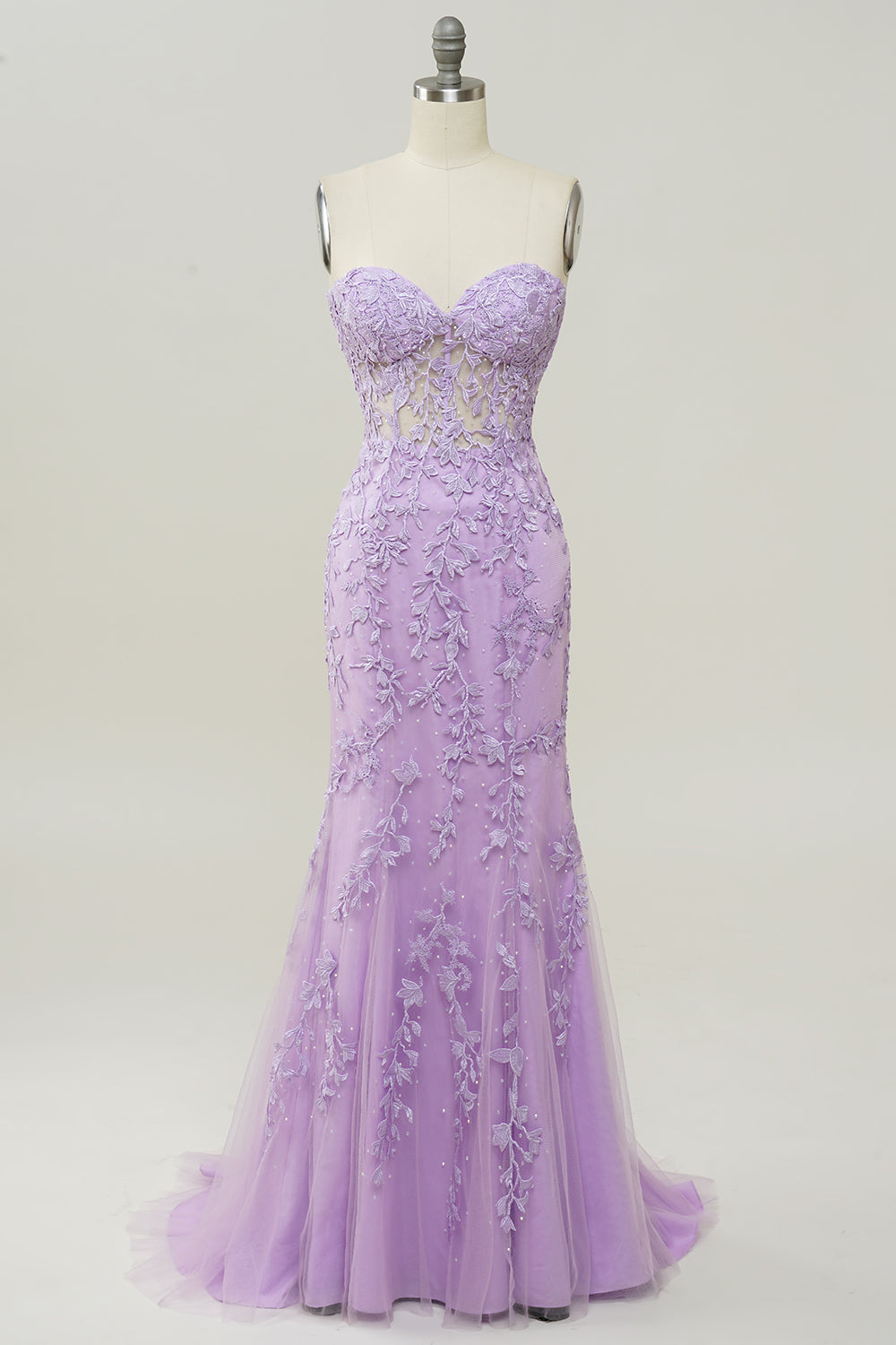 Sweetheart Neck Mermaid Purple Prom Dress With Appliques