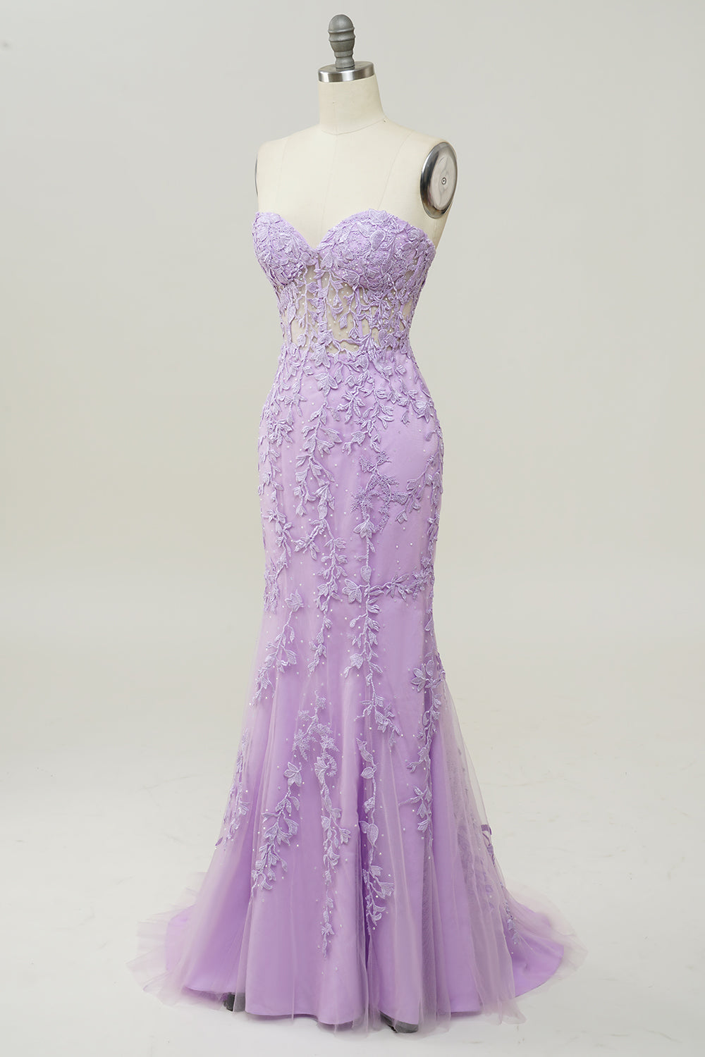 ZAPAKASA Women Purple Long Prom Dress Sweetheart Neck Mermaid Evening Dress With Appliques ZAPAKASA Women Purple Long Prom Dress Sweetheart Neck Mermaid Evening Dress With Appliques