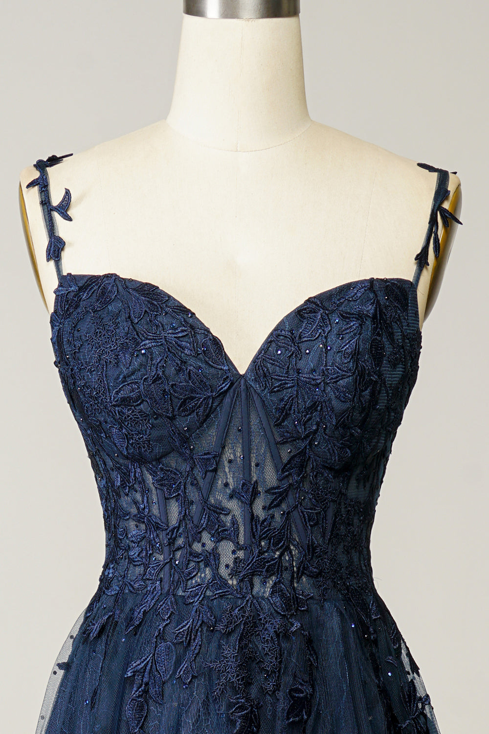 ZAPAKASA Women Navy Prom Dress A Line Spaghetti Straps Party Dress with Appliques ZAPAKASA Women Navy Prom Dress A Line Spaghetti Straps Party Dress with Appliques