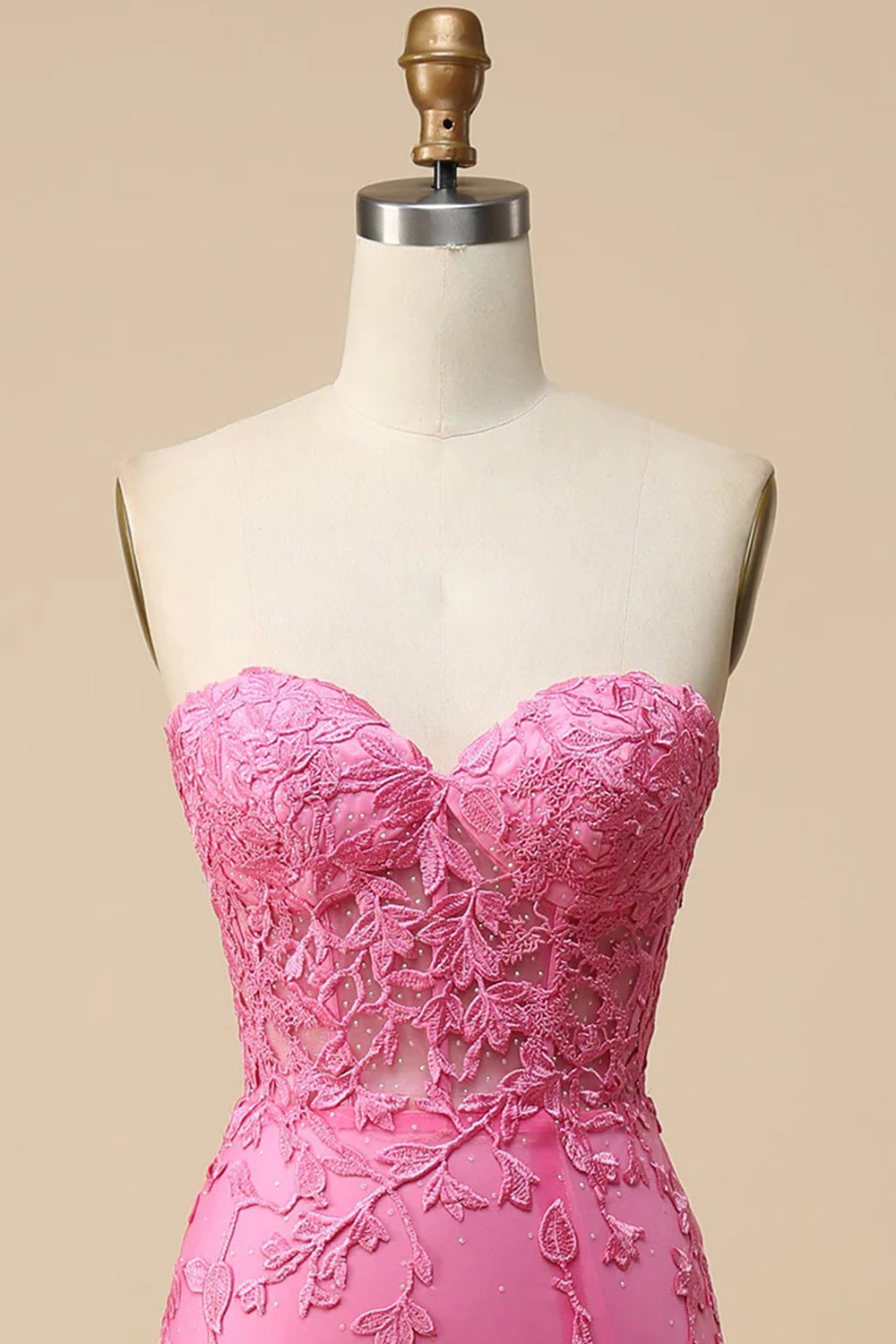 Zapakasa Women Pink Corset Long Prom Dress with Slit Mermaid Sweetheart