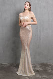 Gold Mermaid Sequin Long Holiday Party Dress