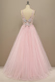 Gorgeous Deep V Neck Grey/Pink Prom Dress with Appliques
